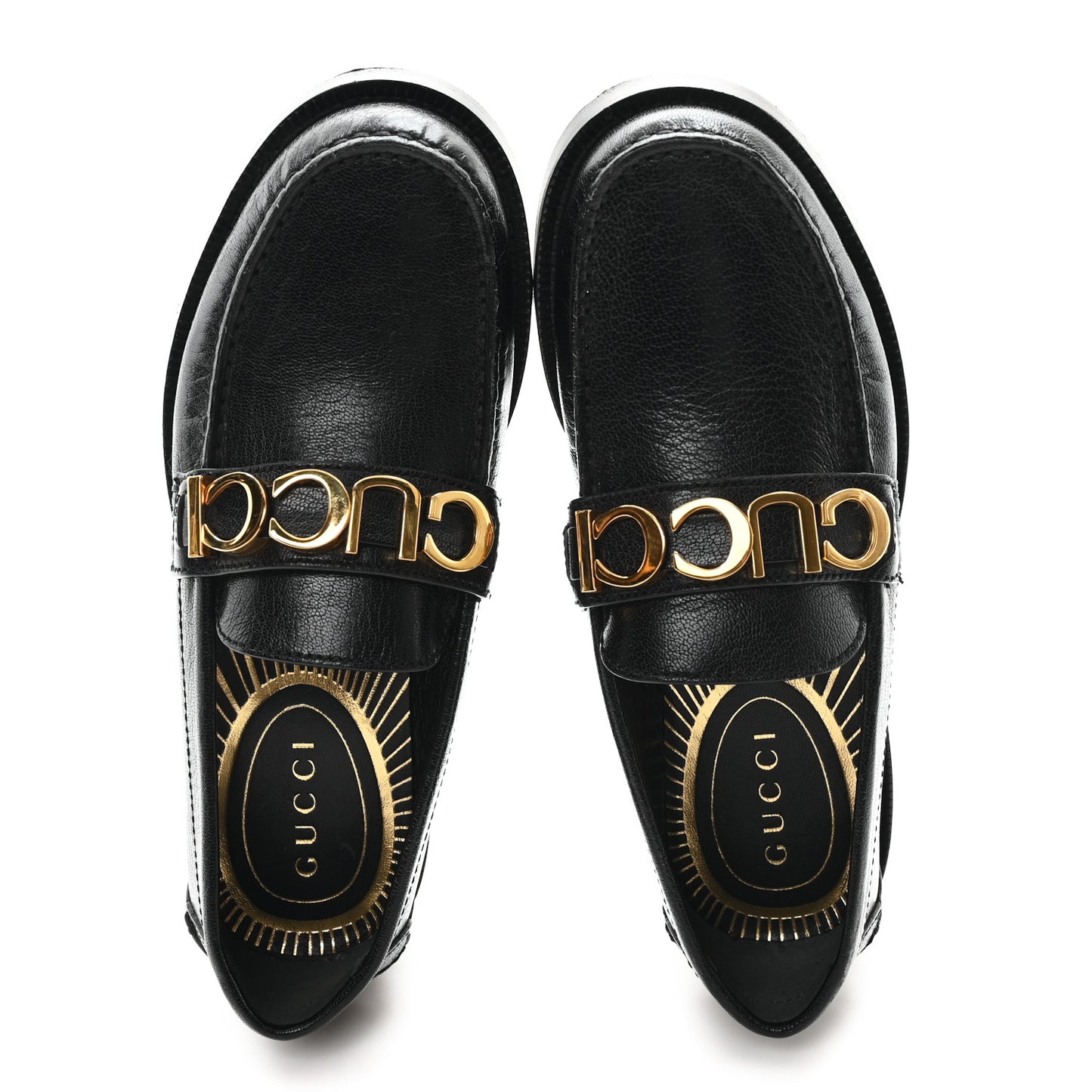 Goatskin Womens Logo 15mm Loafers 35 Black