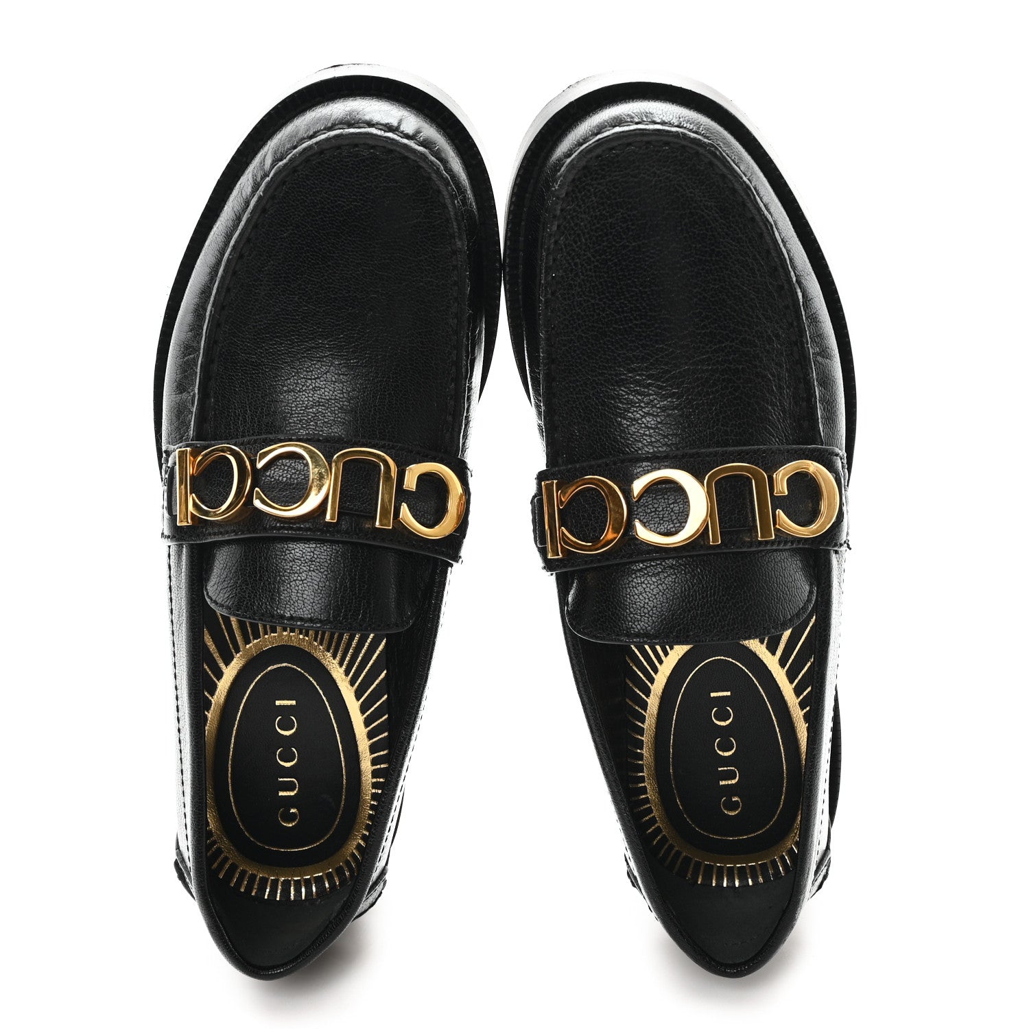 Gucci Goatskin Womens Logo 15mm Loafers 35 Black 2 of 9