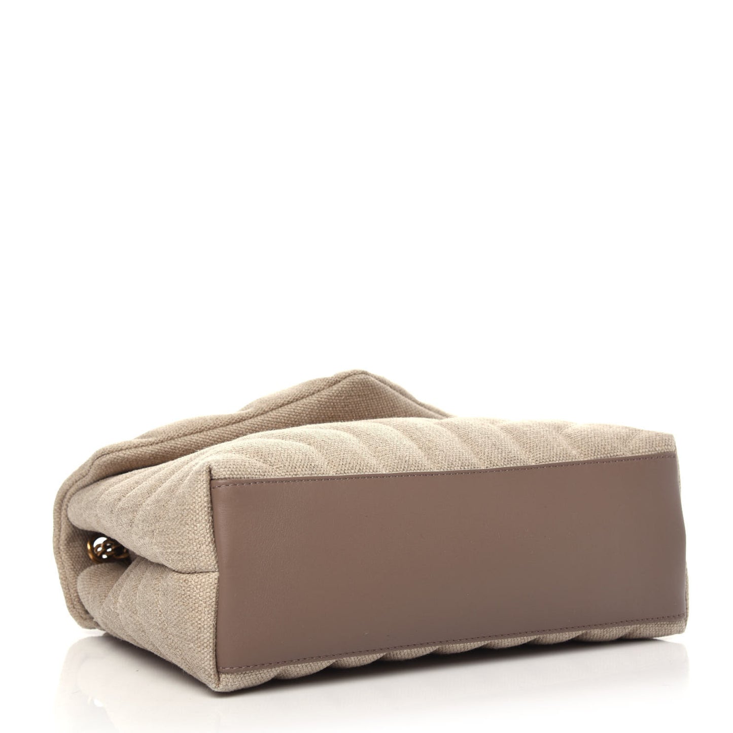 Linen Y Quilted Monogram Small Loulou Chain Satchel Natural Taupe