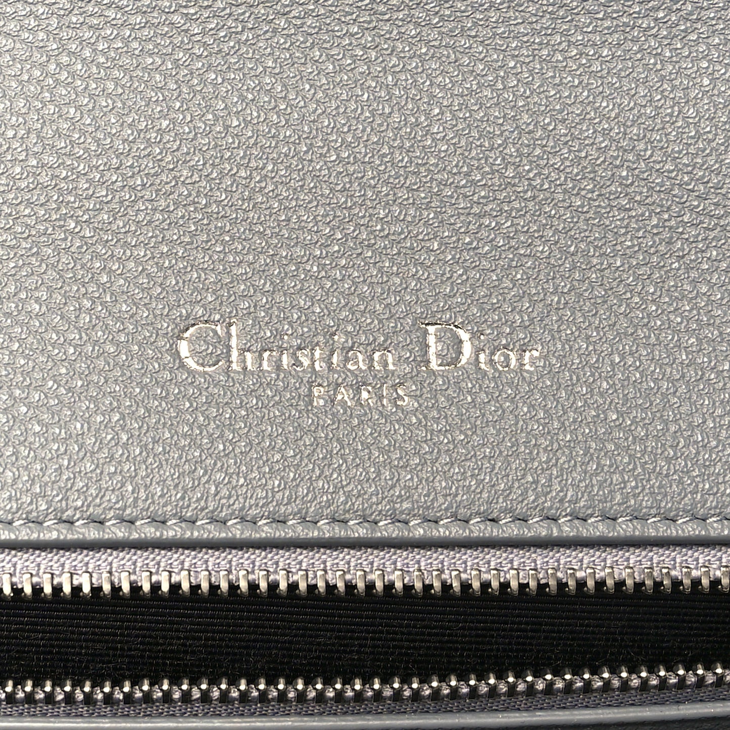 Grained Calfskin Large Diorama Flap Bag Grey