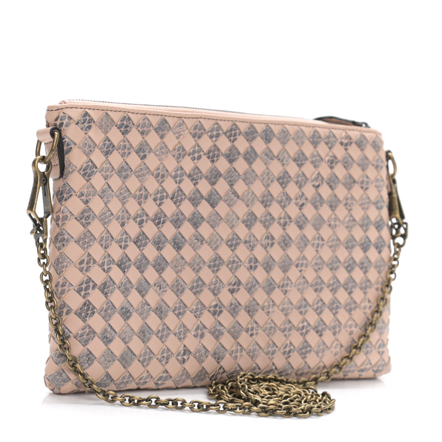 Bottega Veneta Nappa Ayers Intrecciato Biletto Chain Crossbody Flamingo 3 of 13