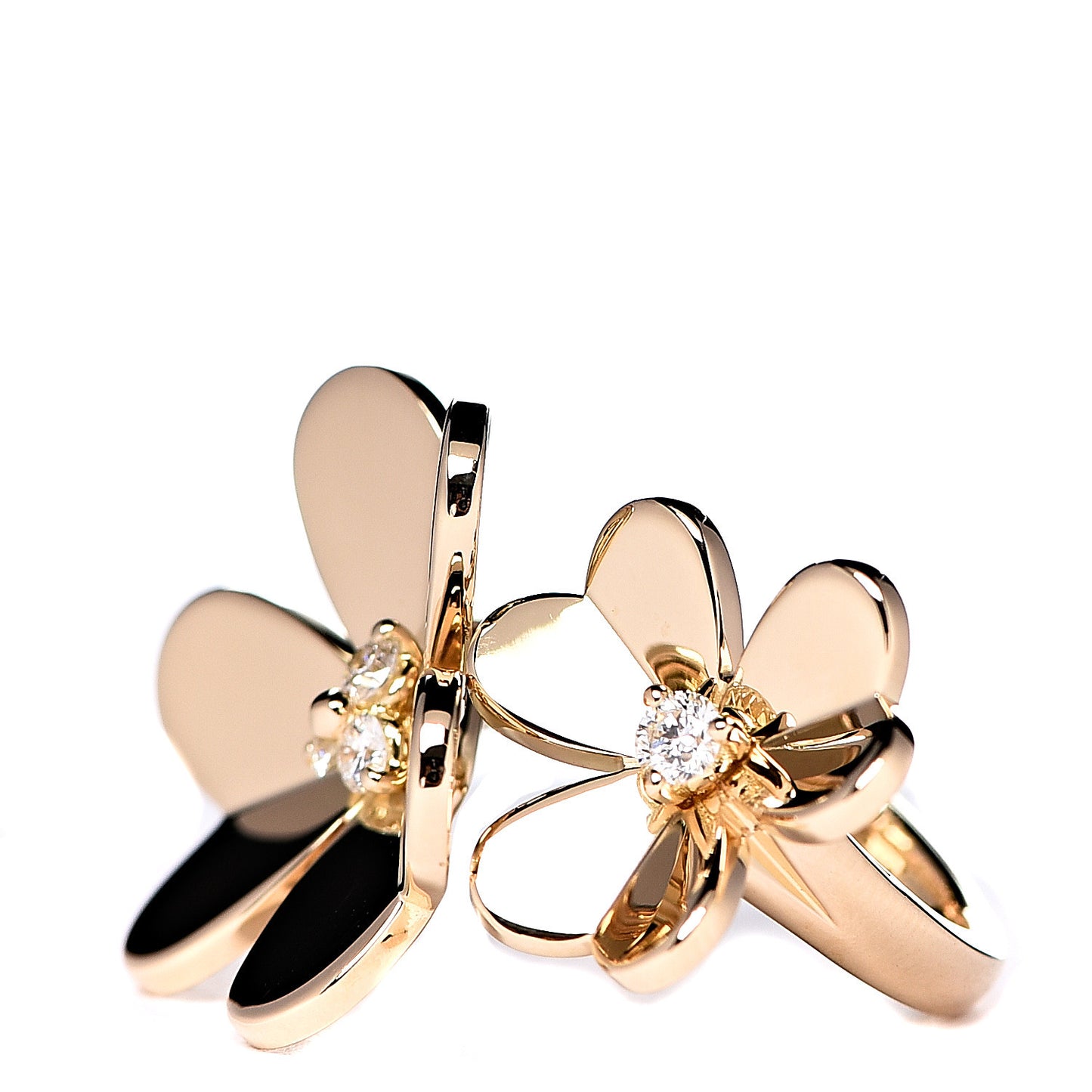 18K Yellow Gold Diamond Frivole Between The Finger Ring 48 4.5