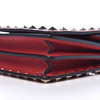 Valentino Garavani Pebbled Calfskin Rockstud Wallet on Chain Rosso Valentino 8 of 10