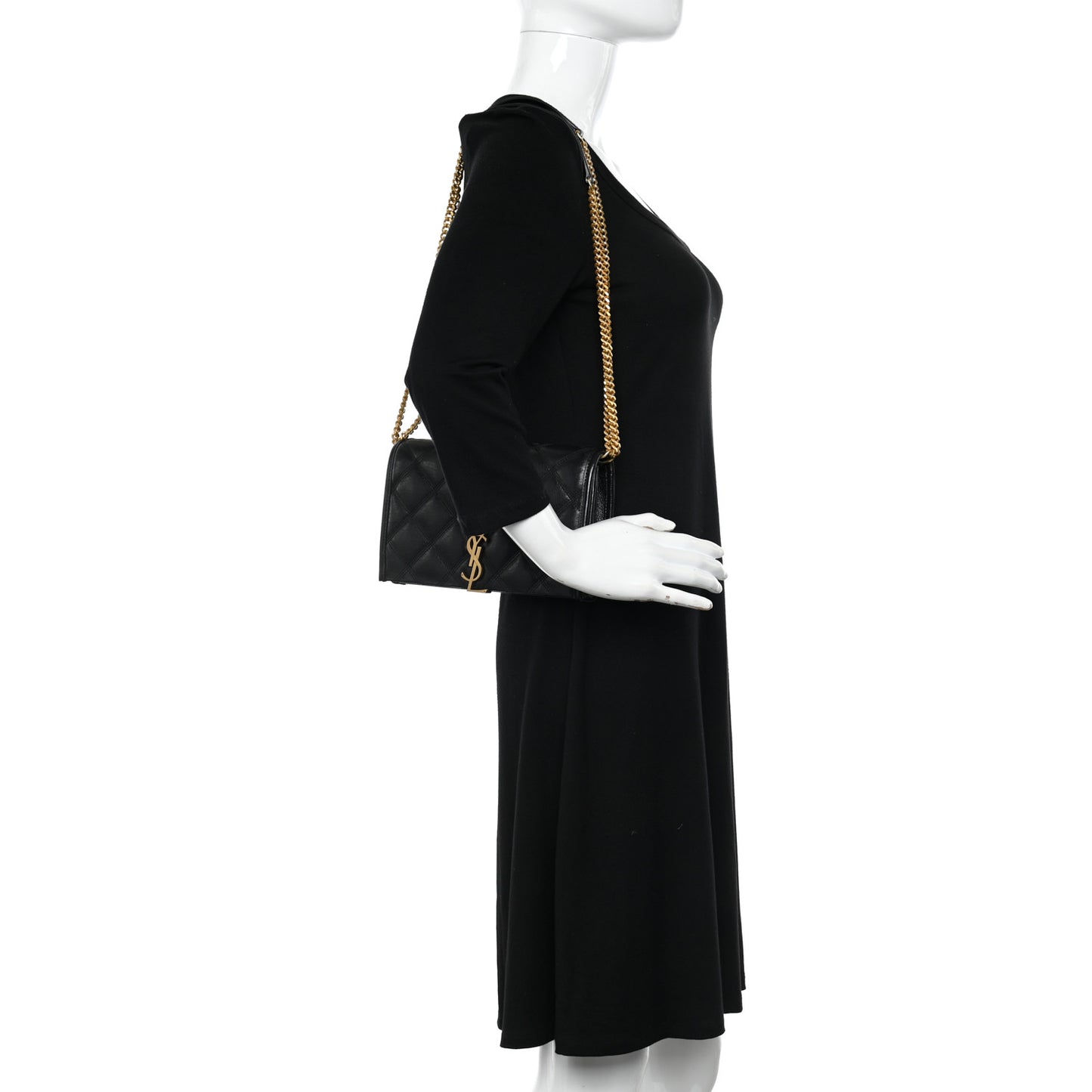 Lambskin Diamond Quilted Becky Chain Wallet Black