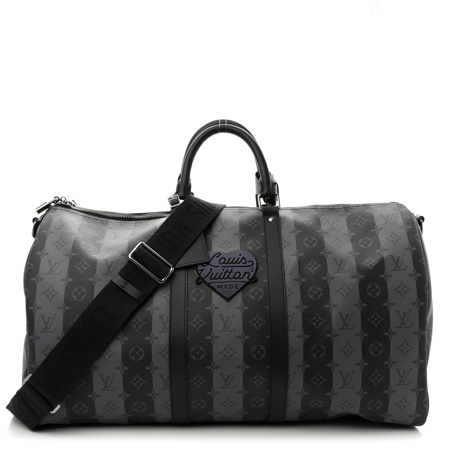 Louis Vuitton X NIGO Monogram Eclipse Stripes LV Keepall Bandouliere 50 1 of 16