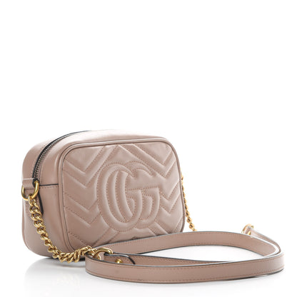 Gucci Calfskin Matelasse Mini GG Marmont Chain Shoulder Bag Porcelain Rose 3 of 13