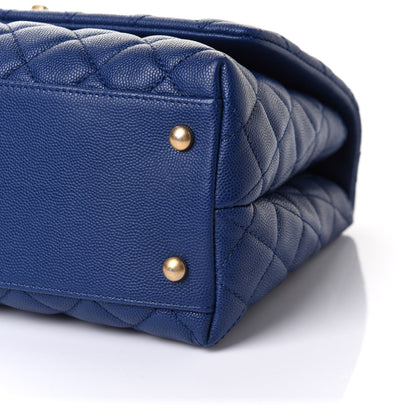 Chanel Caviar Lizard Embossed Quilted Small Coco Handle Flap Dark Blue 10 of 11