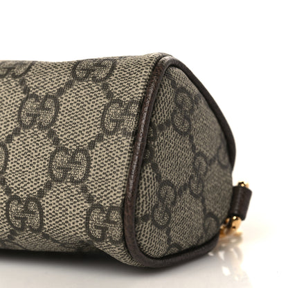 Gucci GG Supreme Monogram Strawberry Retro Interlocking G Barrel Coin Purse Beige Ebony 8 of 9