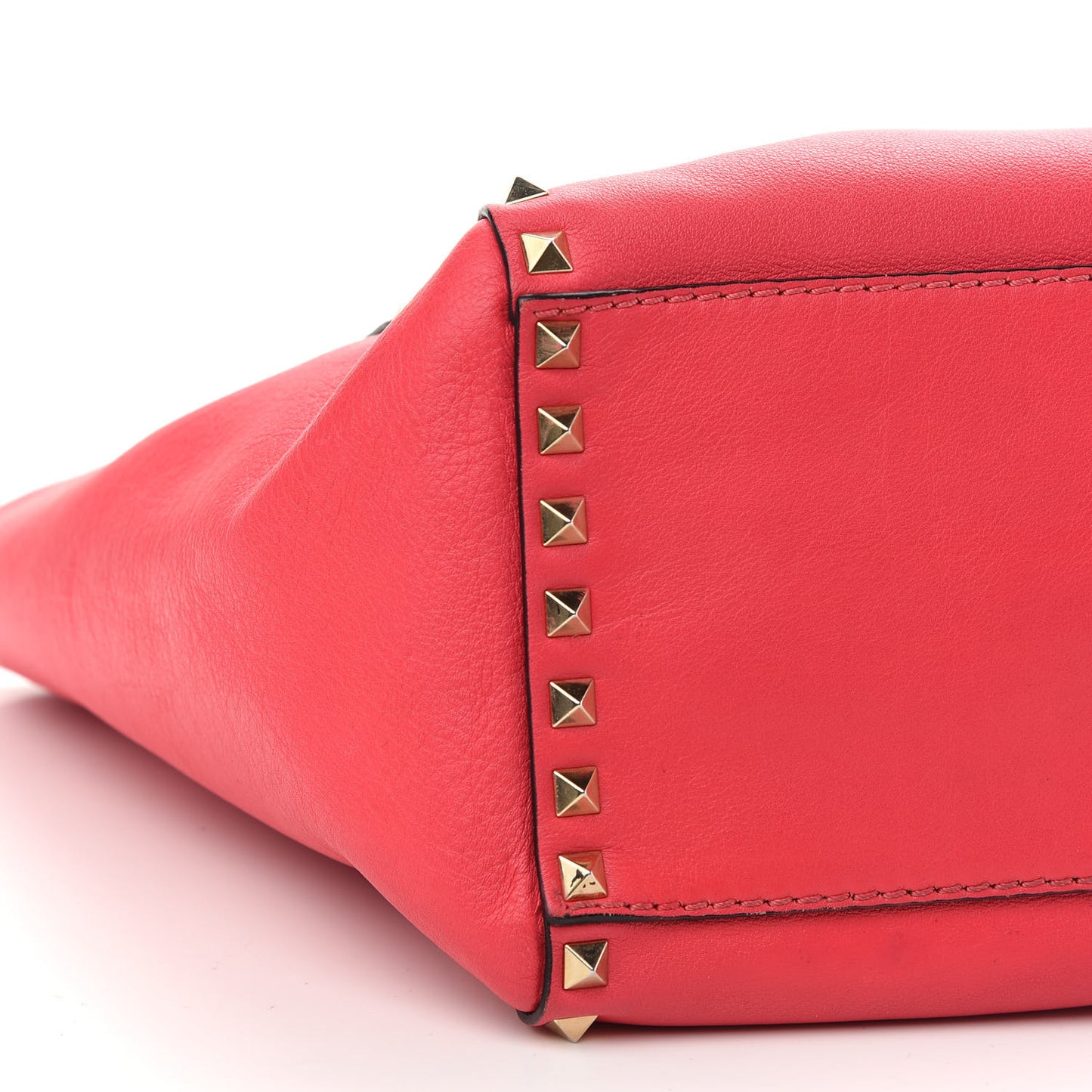 Vitello Rockstud Double Handle Tote Deep Rose