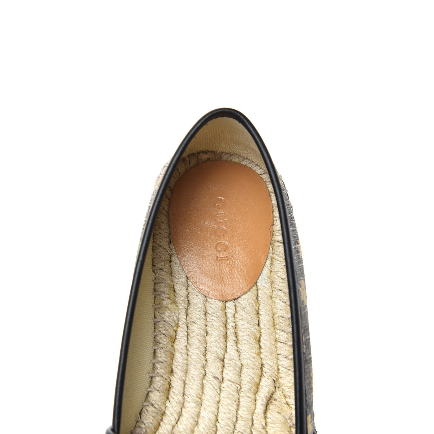 Gucci GG Supreme Monogram Bees Espadrille Flats 38 Beige Ebony Oro Black 8 of 11