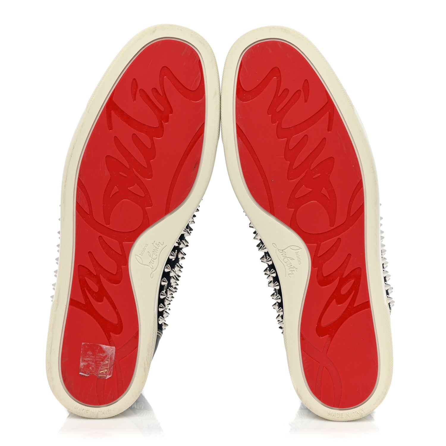 Christian Louboutin Calfskin Mens Louis Spikes Flat Sneakers 44 Navy Black 6 of 14