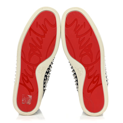 Christian Louboutin Calfskin Mens Louis Spikes Flat Sneakers 44 Navy Black 6 of 14