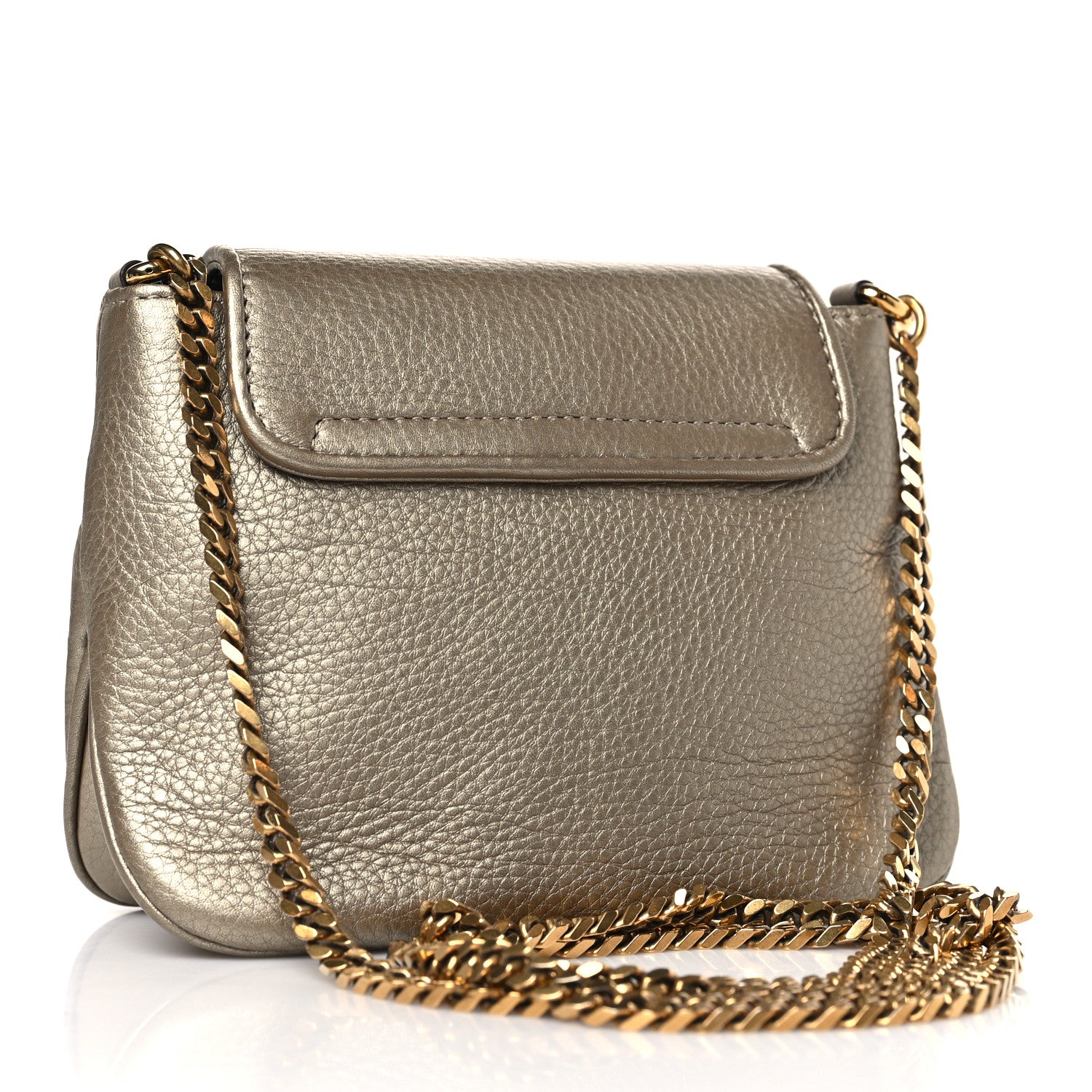 Gucci Pebbled Calfskin Small 1973 Chain Shoulder Bag Champagne 3 of 9