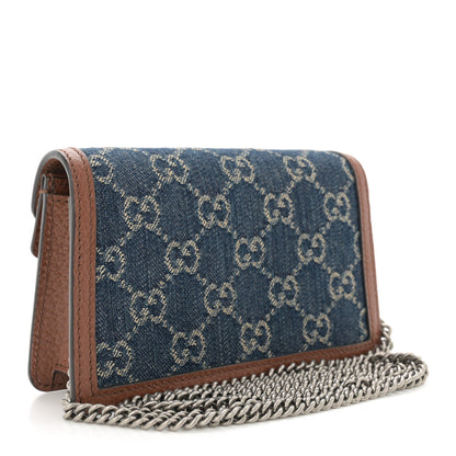 Gucci New Denim GG Monogram Dollar Calfskin Enamel Super Mini Dionysus Shoulder Bag Blue Tea Cuir Epilog Electric Blue 3 of 10