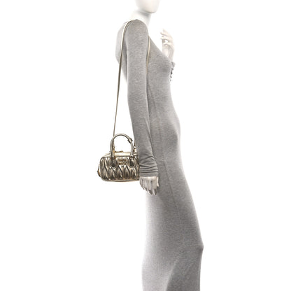 Miu Miu Metallic Nappa Matelasse Mini Arcadie Top Handle Bag Pirite 2 of 9