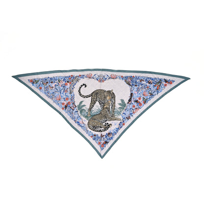 Hermes Cashmere Silk Jungle Love Giant Triangle Scarf Vert De Gris Gris 1 of 5