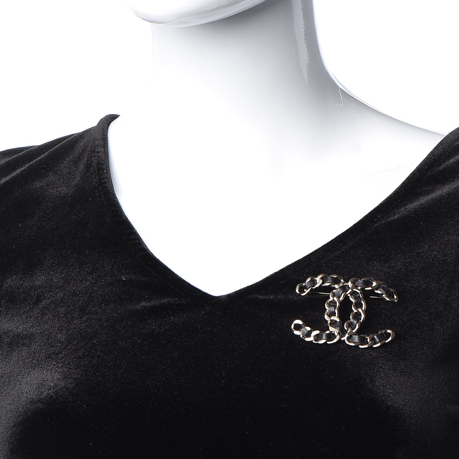 Chanel Lambskin Chain CC Brooch Black Gold 2 of 5