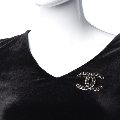 Chanel Lambskin Chain CC Brooch Black Gold 2 of 5