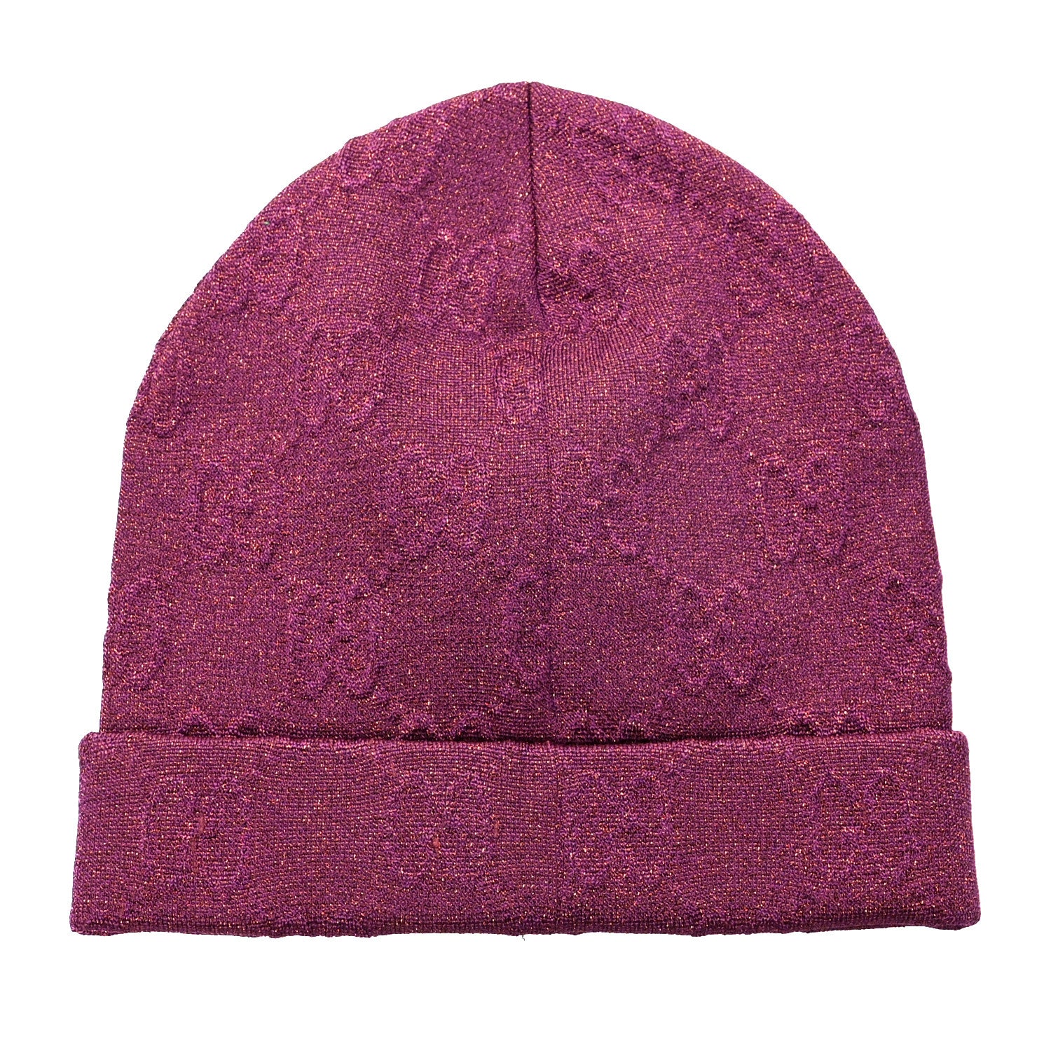 Gucci Polyblend GG Monogram Shine Embhat Beanie Hat M Fuxia 2 of 4