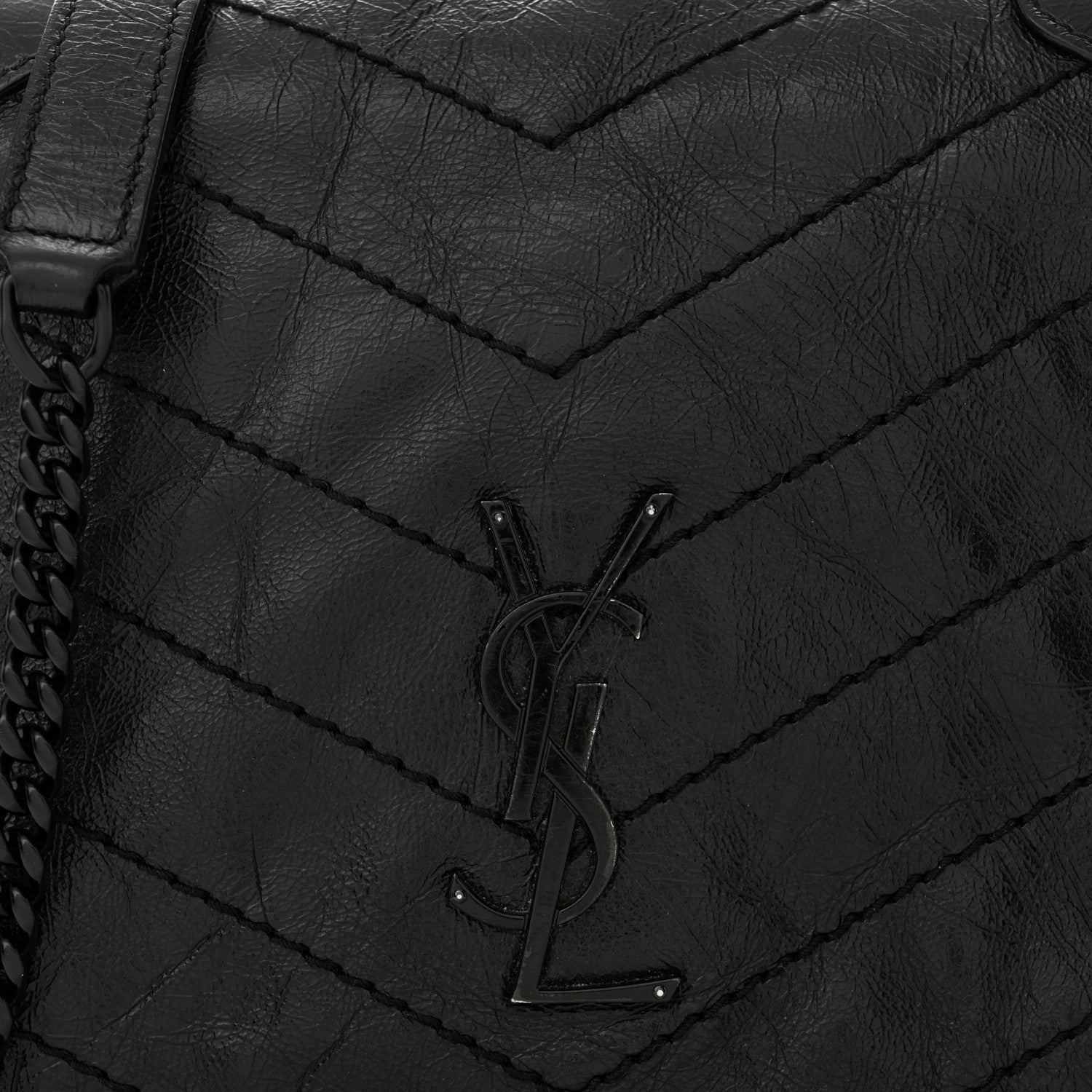 Saint Laurent Crinkled Calfskin Matelasse Monogram Niki Chain Wallet Black 8 of 10