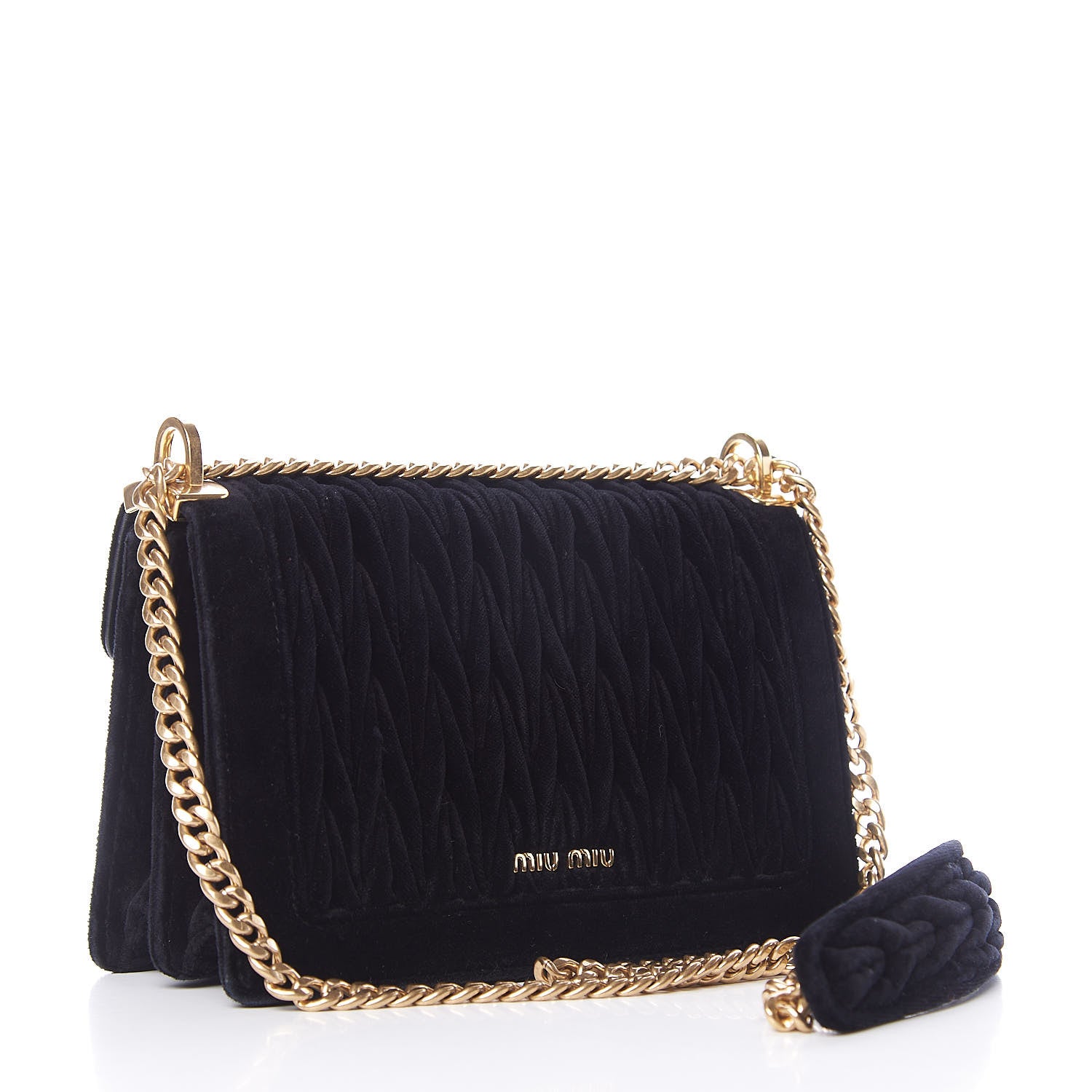 Miu Miu Velluto Matelasse Confidential Chain Shoulder Bag Black 2 of 10