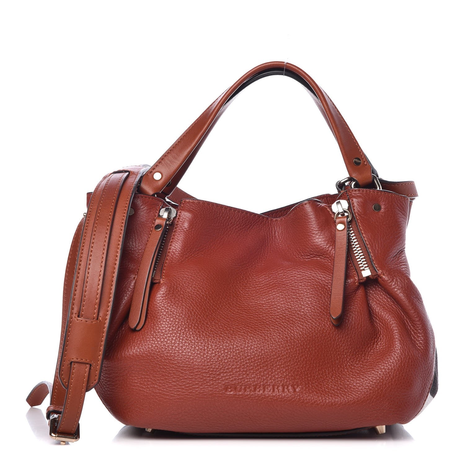 Burberry Grainy Calfskin House Check Small Maidstone Burnt Sienna 1 of 10
