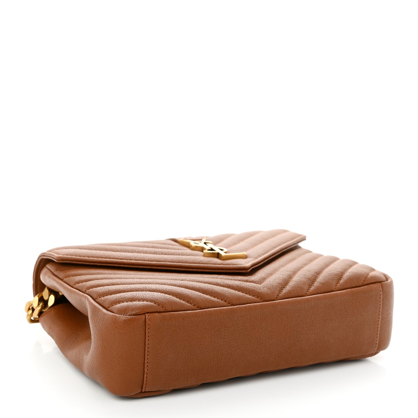 Calfskin Matelasse Chevron Monogram Medium College Bag Brick