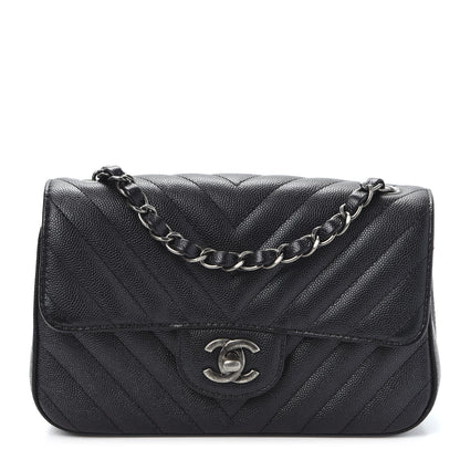 Chanel Iridescent Caviar Chevron Quilted Mini Rectangular Flap Black 1 of 10