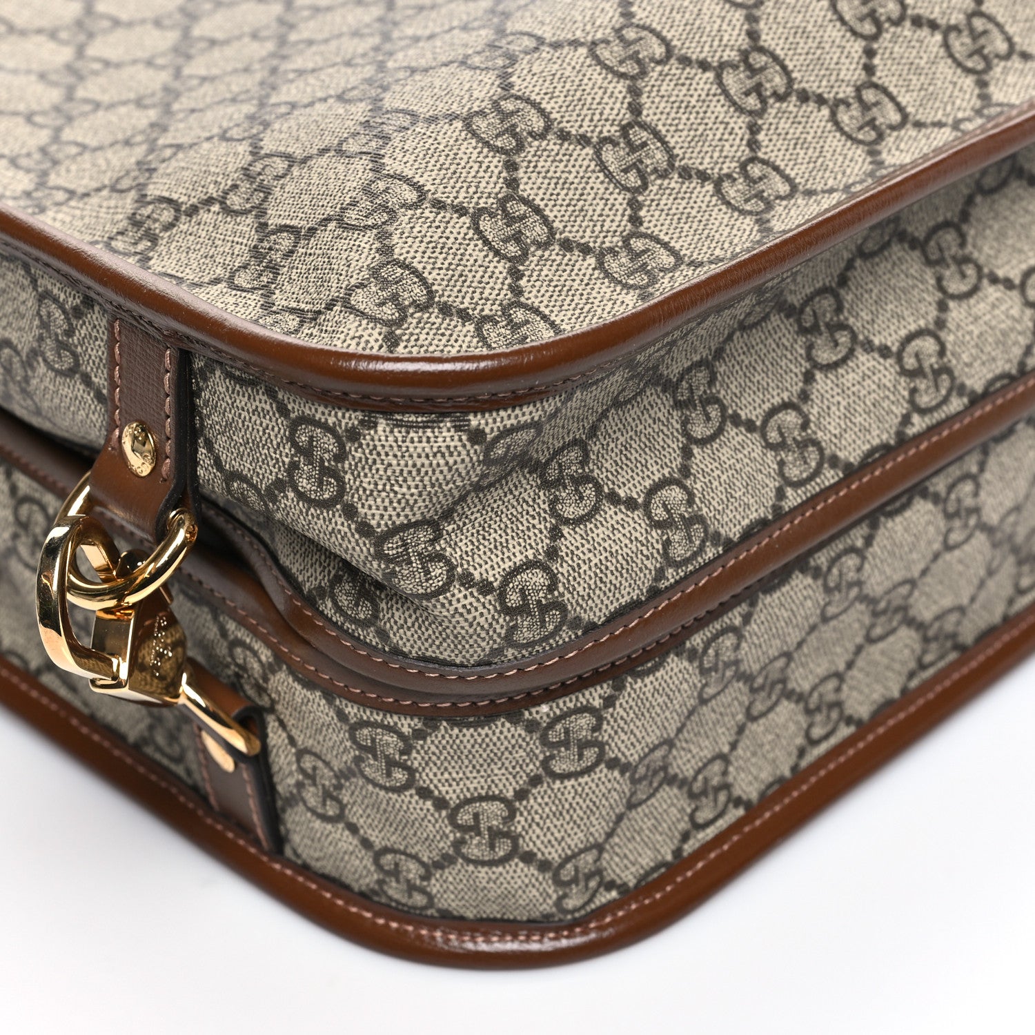 Gucci GG Supreme Monogram Azalea Calfskin Retro Interlocking G Garment Bag Beige Ebony Brown Sugar 8 of 9