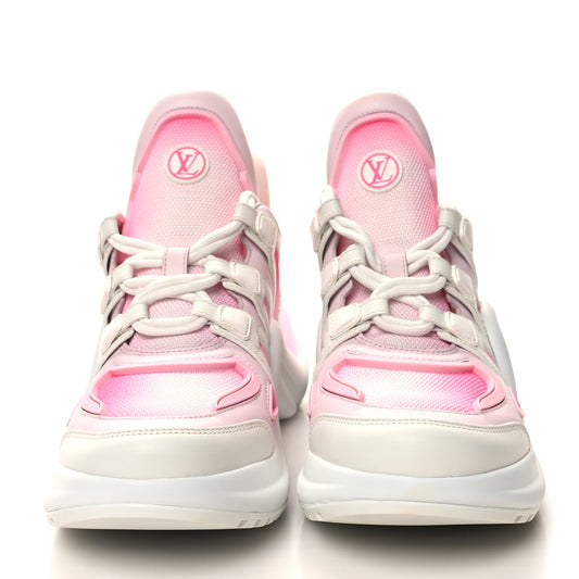 Calfskin Technical Nylon LV Archlight Sneaker 39 White Pink