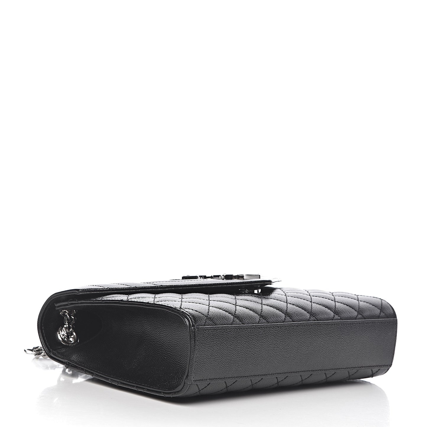 Grain De Poudre Textured Mixed Matelasse Triquilt Medium Monogram Satchel Black