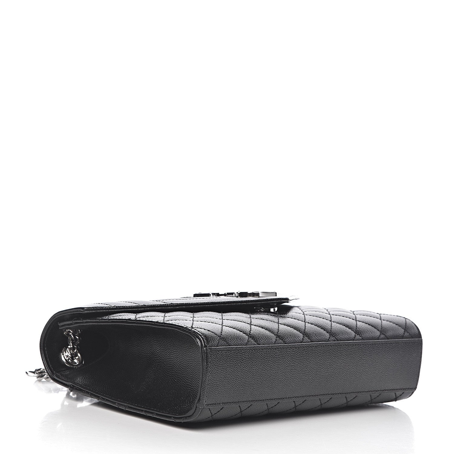 Saint Laurent Grain De Poudre Textured Mixed Matelasse Triquilt Medium Monogram Satchel Black 4 of 11