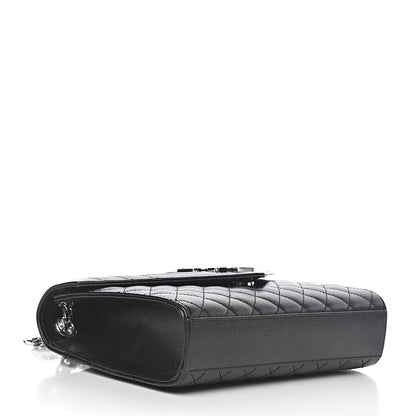 Saint Laurent Grain De Poudre Textured Mixed Matelasse Triquilt Medium Monogram Satchel Black 4 of 11
