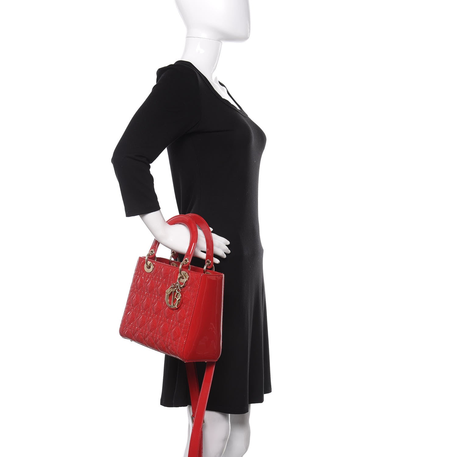 Christian Dior Patent Cannage Medium Lady Dior Red 3 of 11