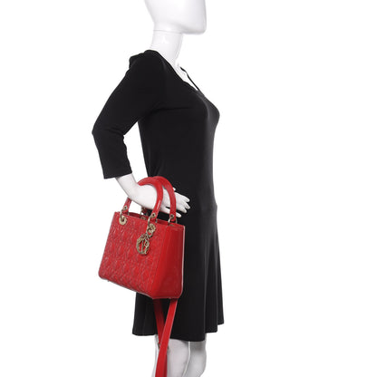Christian Dior Patent Cannage Medium Lady Dior Red 3 of 11