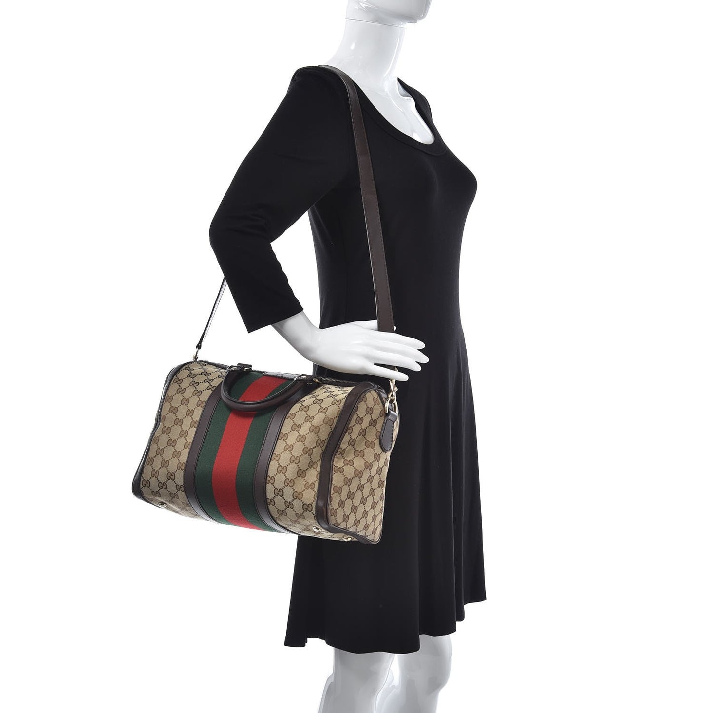 Monogram Vintage Web Medium Boston Dark Brown