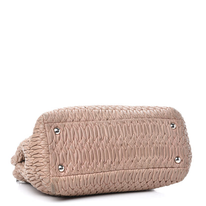 Miu Miu Nappa Matelasse Swarovski Crystal Tote Cammeo 4 of 17