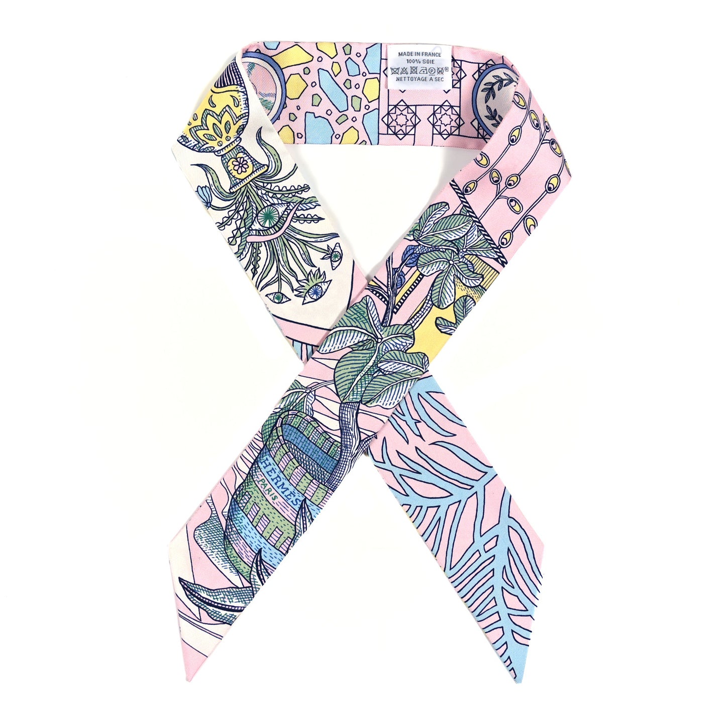 Silk La Danse Des Amazones Twilly Rose Pale Bleu Jaune
