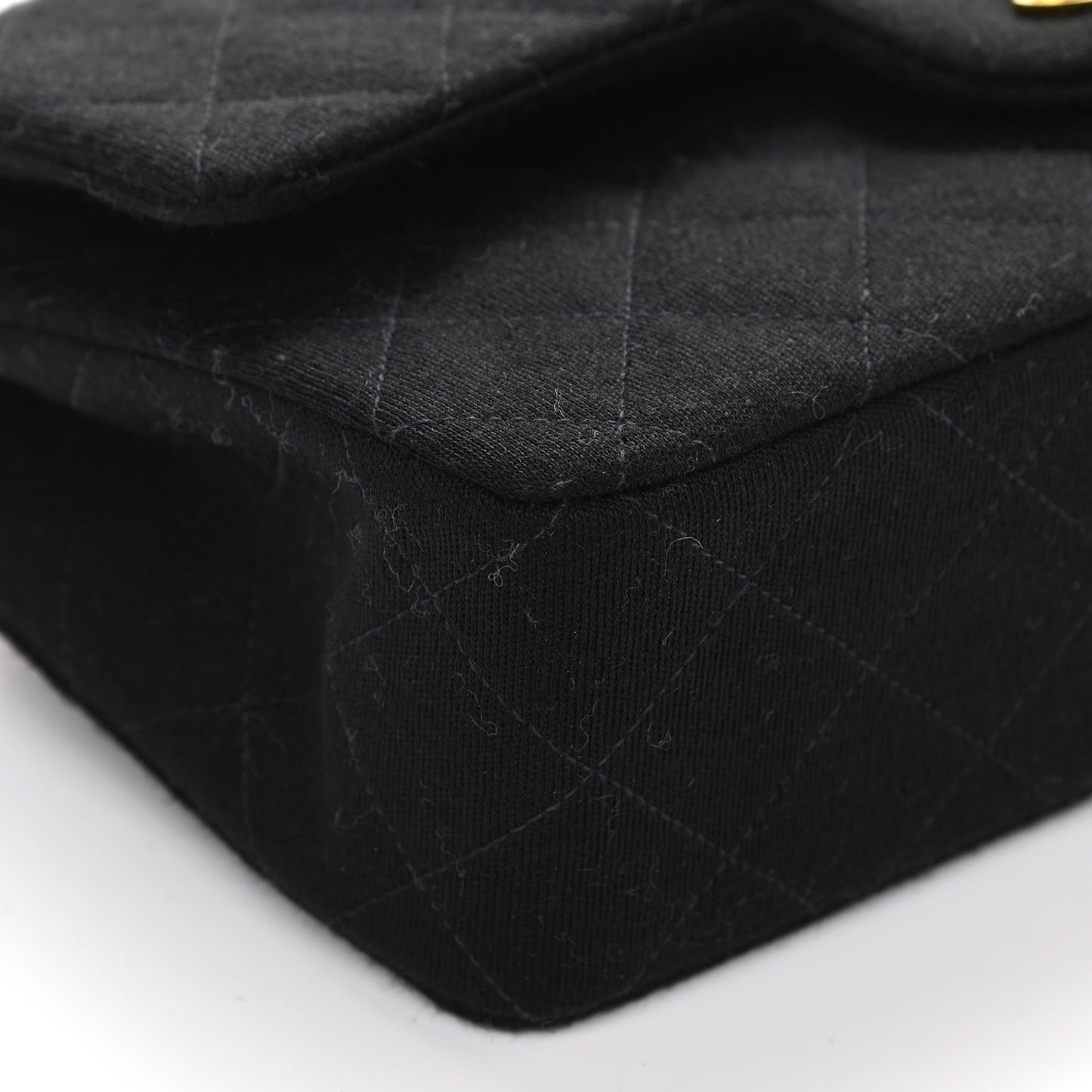 Jersey Quilted Small Double Flap Black