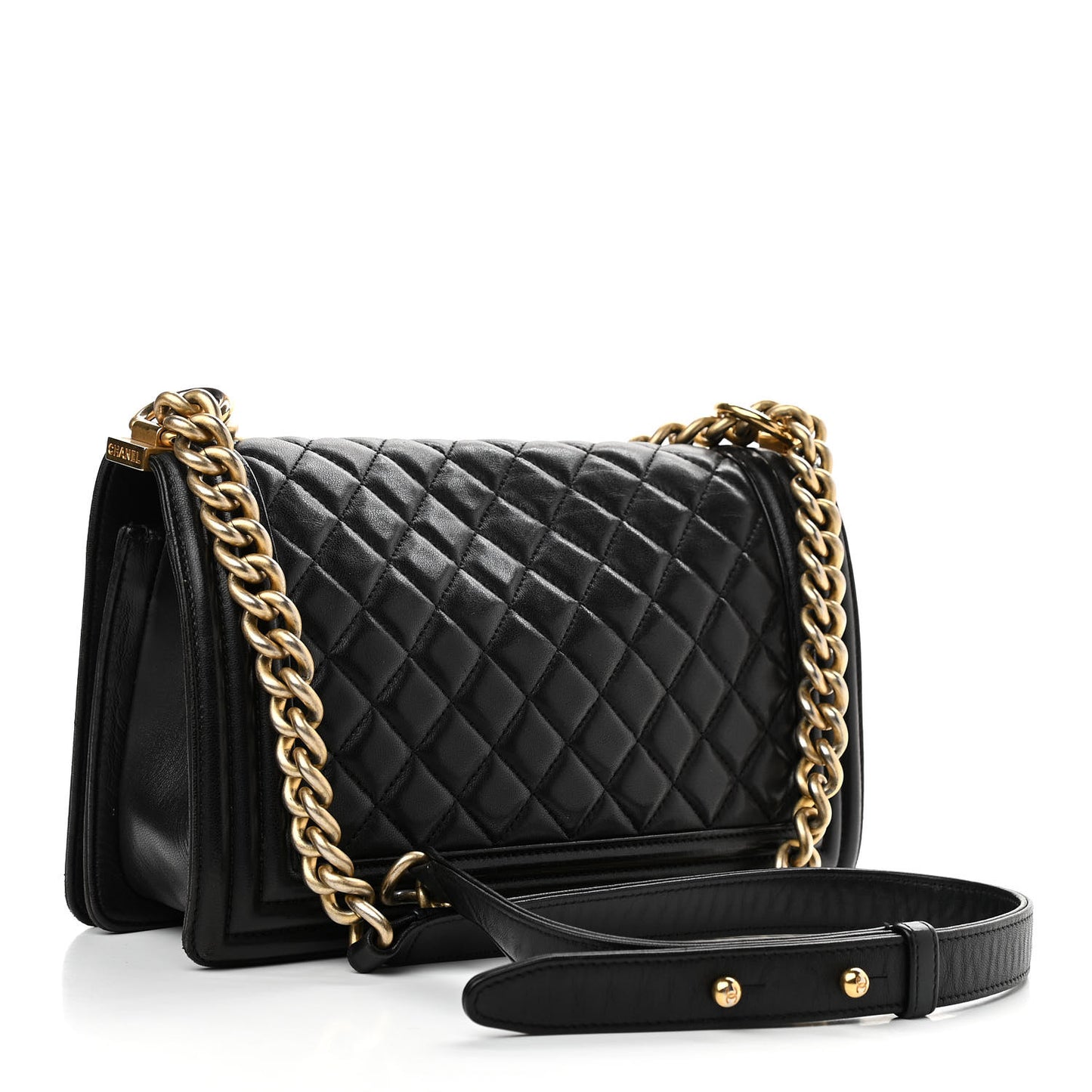 Lambskin Quilted Medium Boy Flap Black