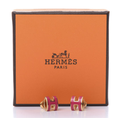 Hermes Gold Lacquered Pop H Earrings Rose Extreme 7 of 7