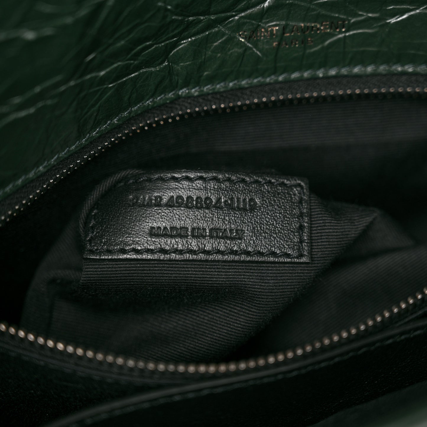 Crinkled Lambskin Matelasse Monogram Medium Niki Chain Satchel Dark Green