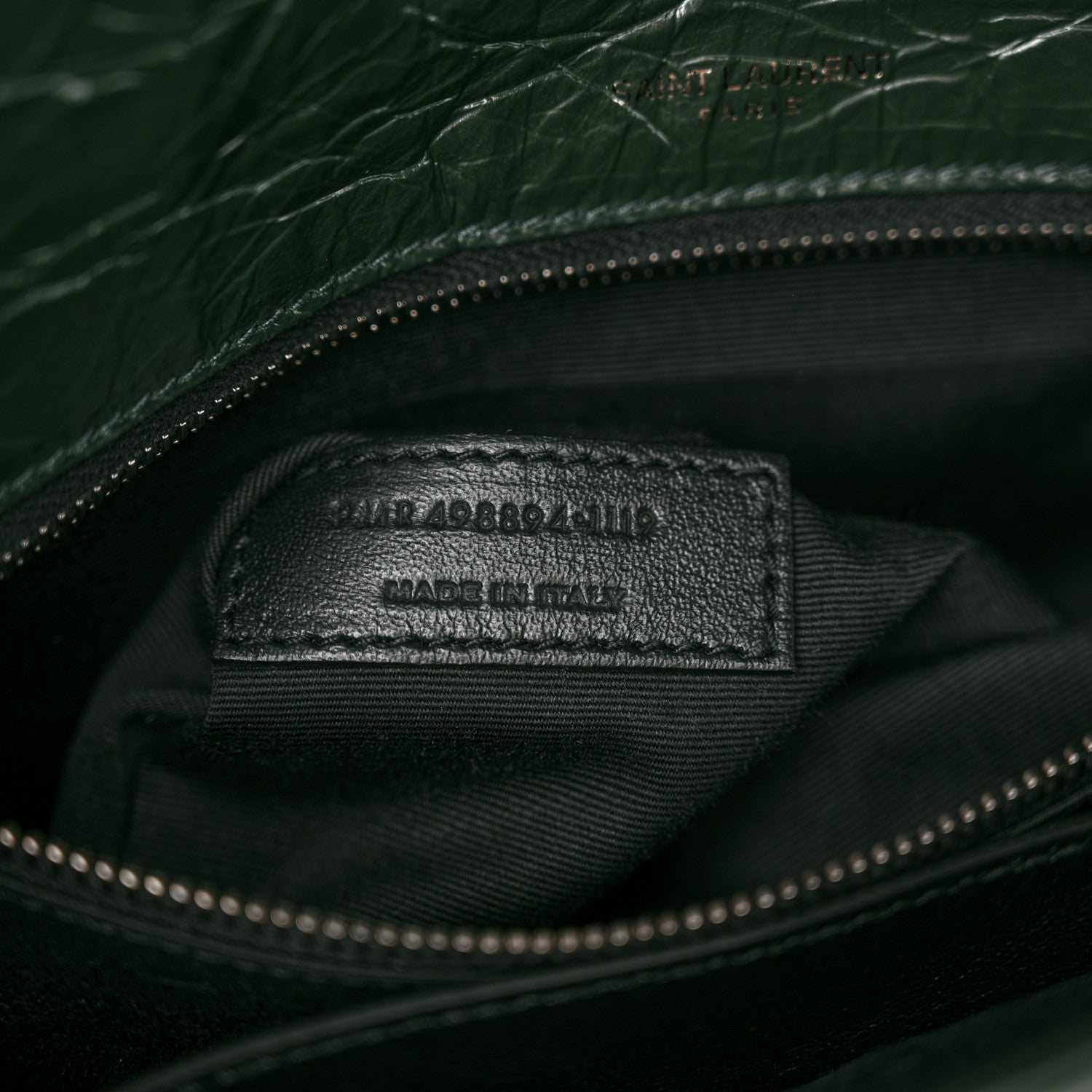 Saint Laurent Crinkled Lambskin Matelasse Monogram Medium Niki Chain Satchel Dark Green 6 of 10