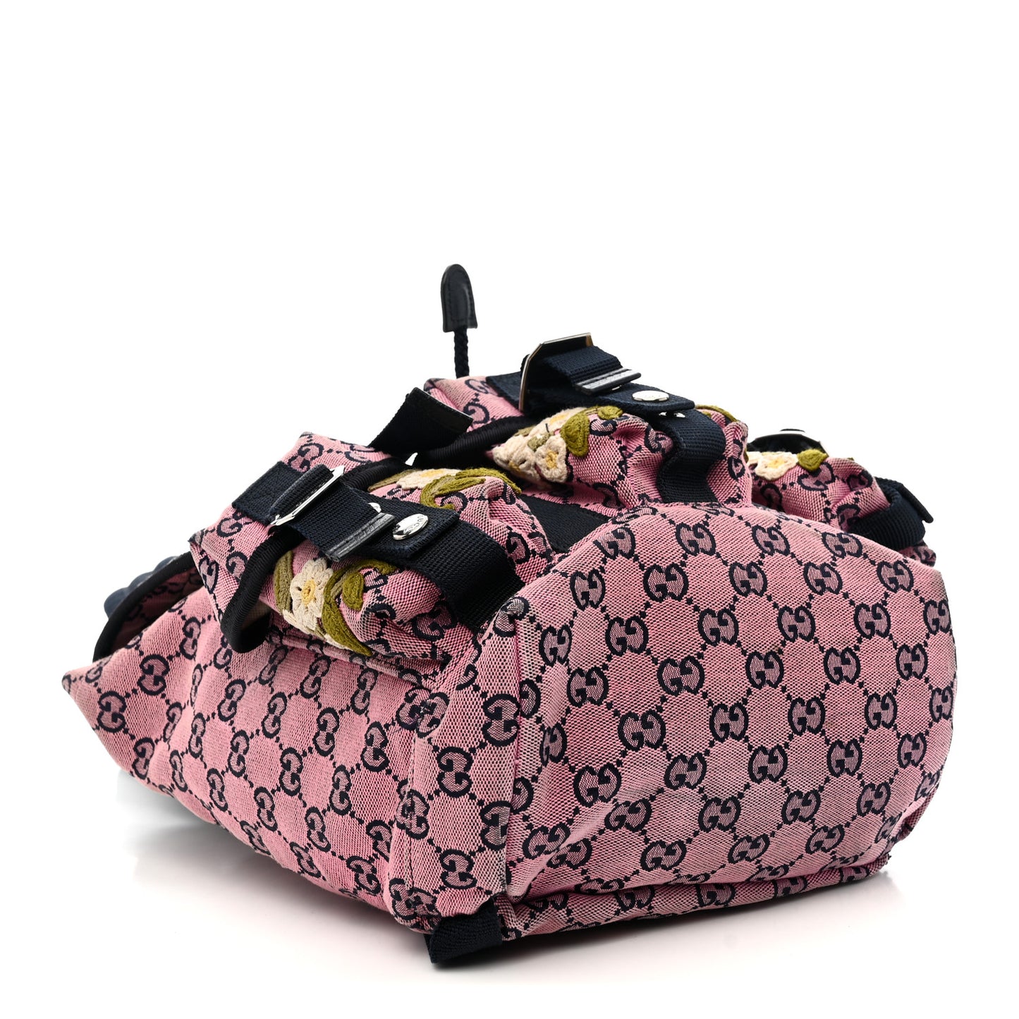 Monogram Multicolor Floral Embroidered Large Retro Interlocking G Three Pocket Backpack Pink Blue Multicolor