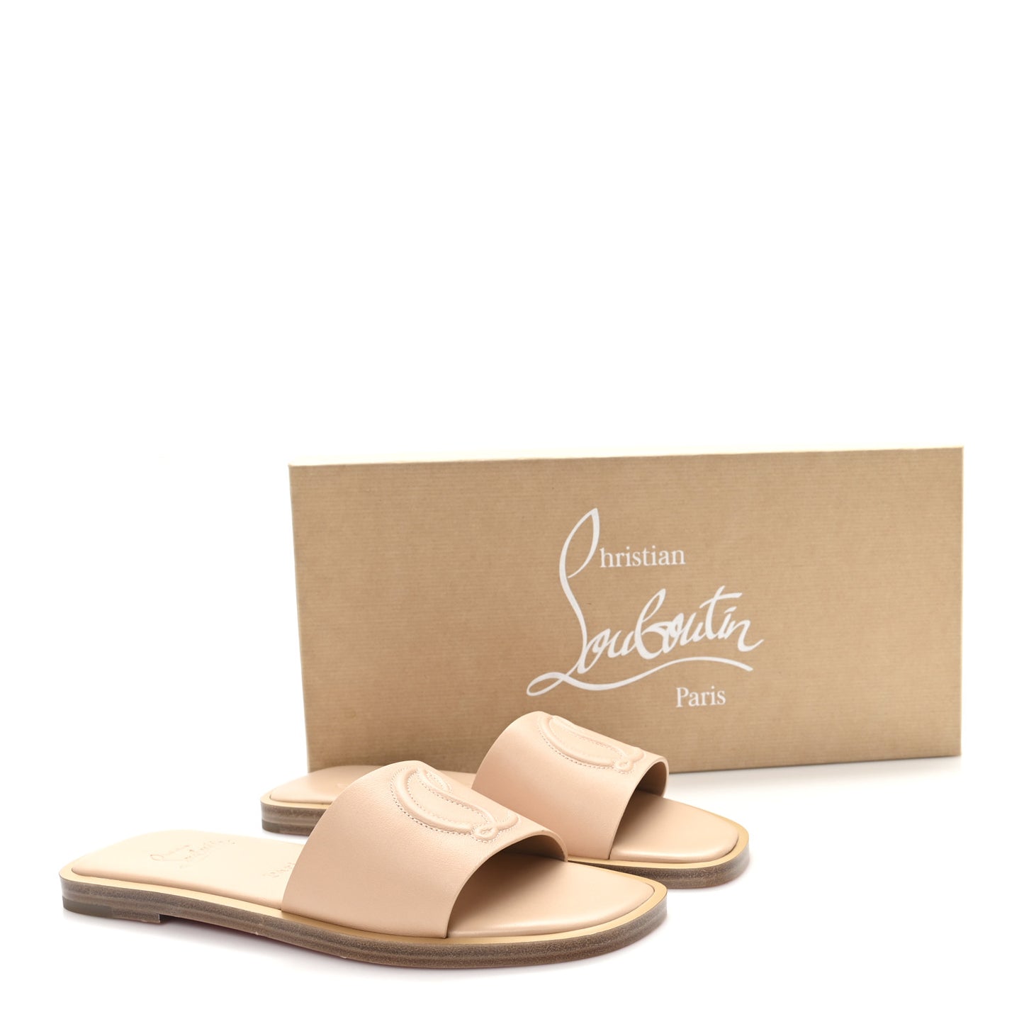 Calfskin Logo Embossed So CL 55 Mule Flat 36.5 Leche