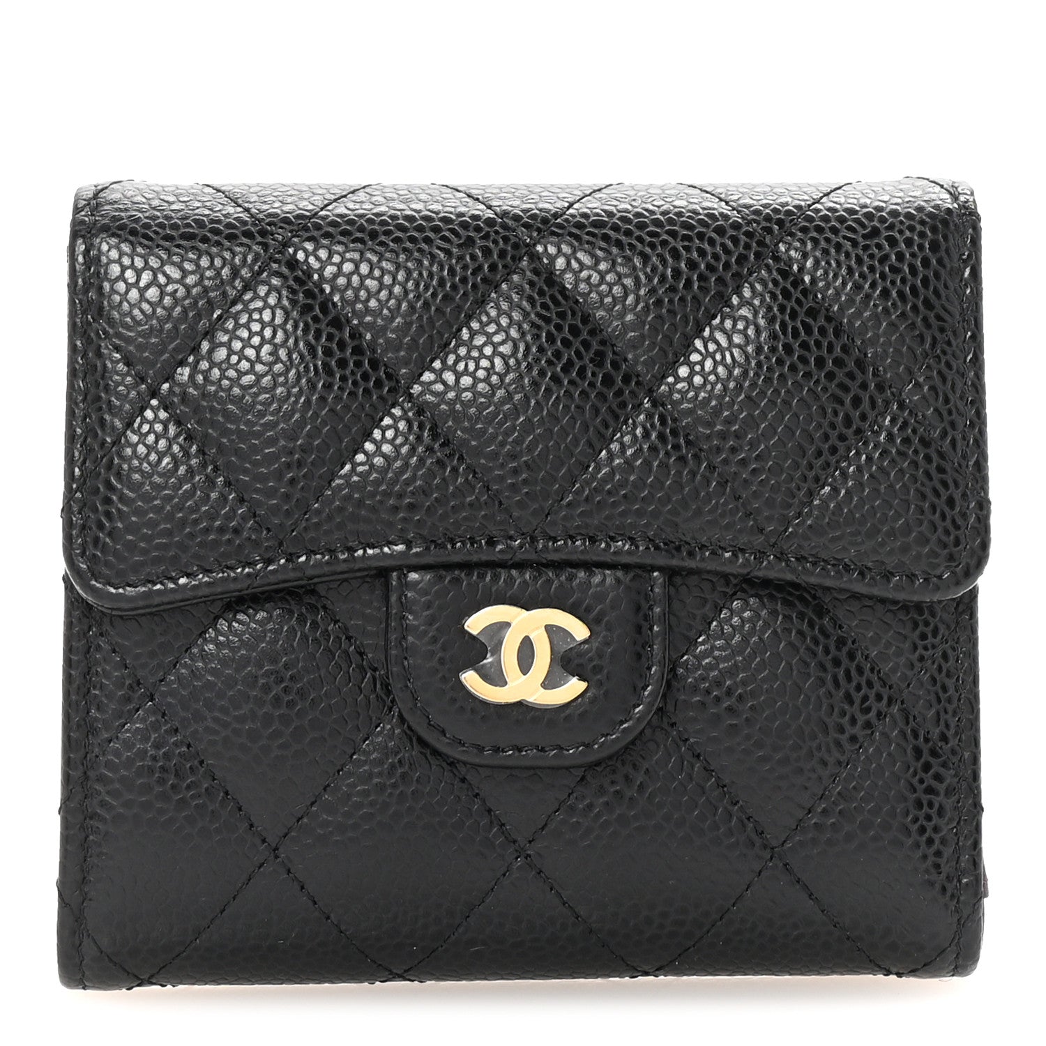 Chanel Caviar Quilted Compact Flap Wallet Black 1 of 8