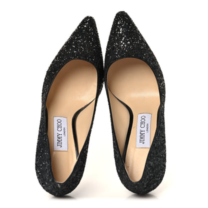 Jimmy Choo Coarse Glitter Pointy Toe Romy Pumps 36 Black 2 of 8