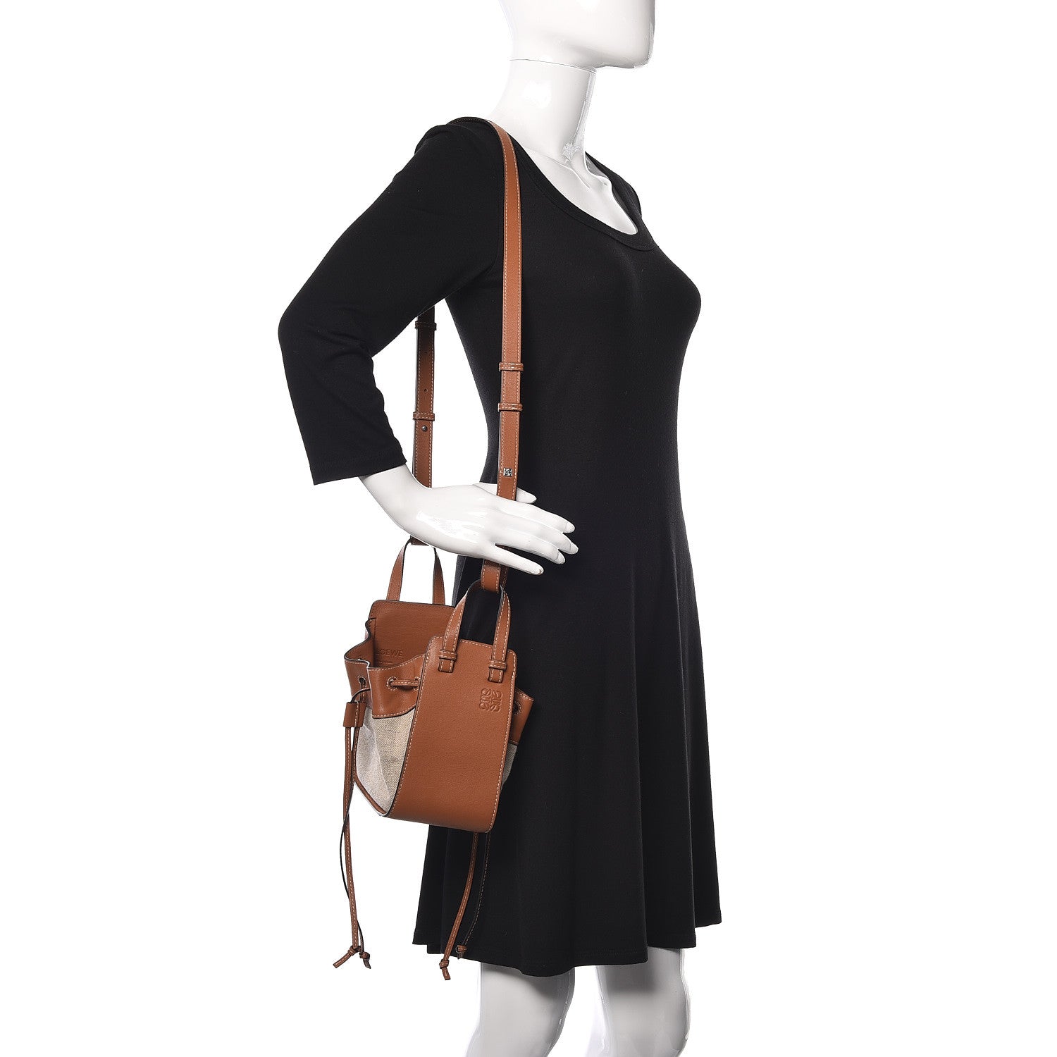 Loewe Calfskin Canvas Mini Hammock Shoulder Bag Natural Tan 2 of 8