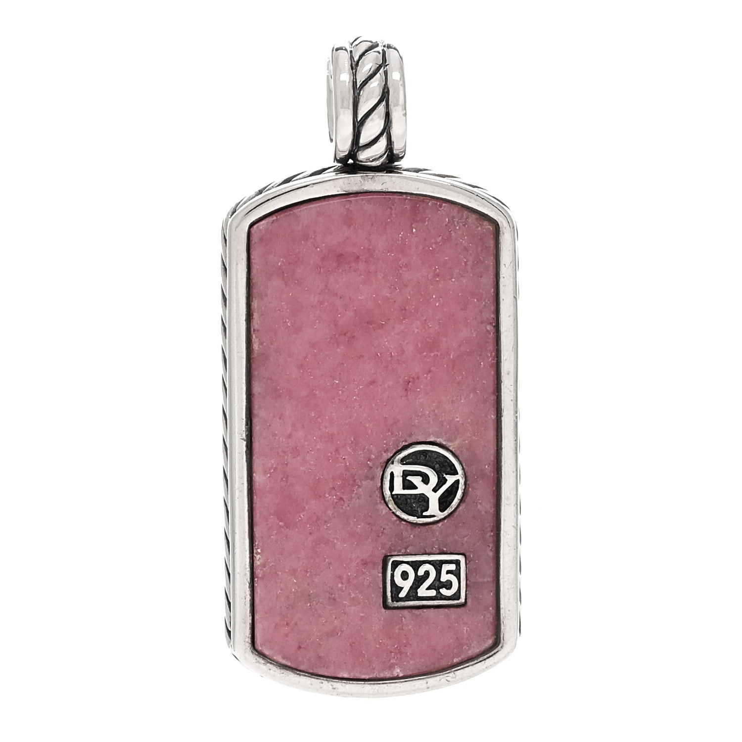 David Yurman Sterling Silver Rhodonite Dog Tag Pendant 1 of 3
