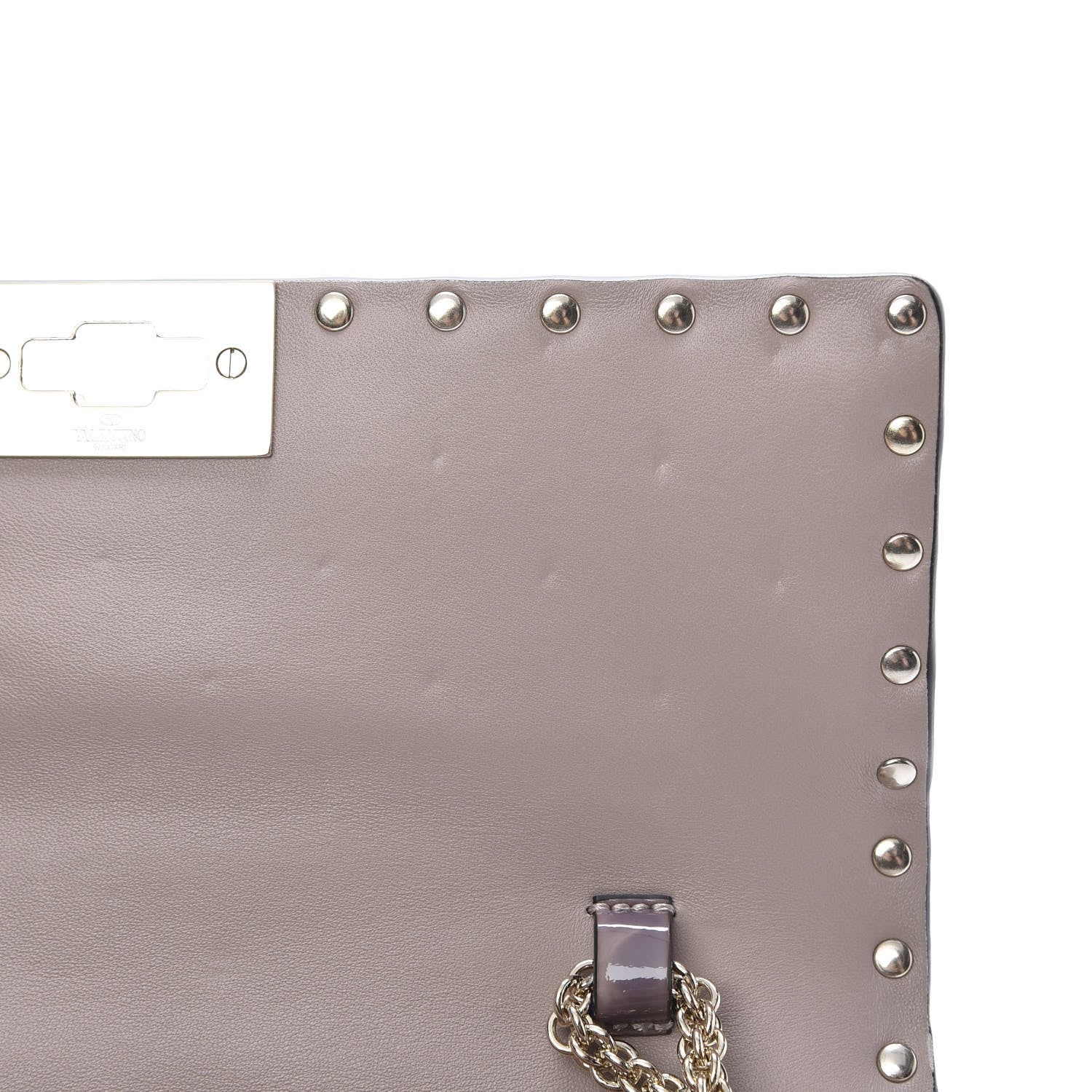 Valentino Garavani Patent Rockstud Spike Wallet on Chain Poudre 9 of 10